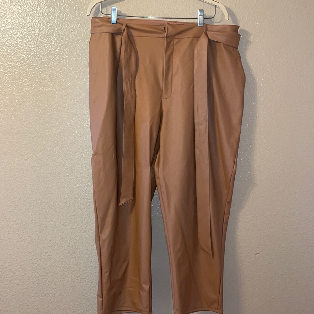 Express Brown Faux Leather Work Pants